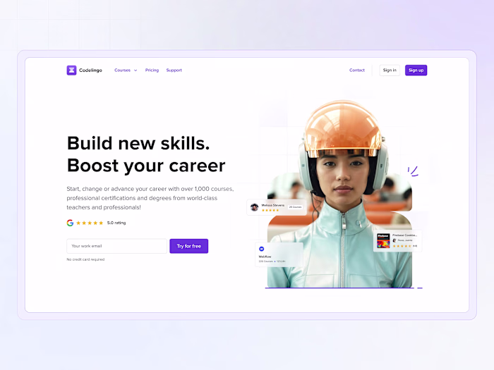 Codelingo: E-learning Platform - Web Design