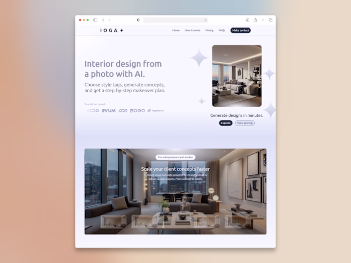 IOGA AI Product Landing Page Design