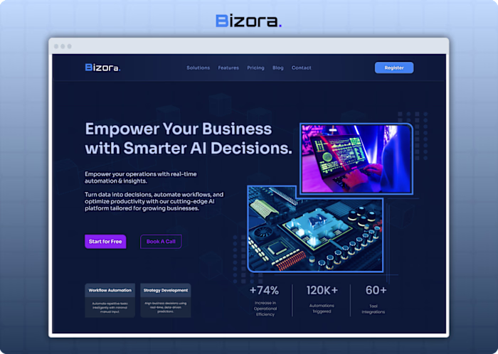 Bizora Landing Page Hero Section Redesign