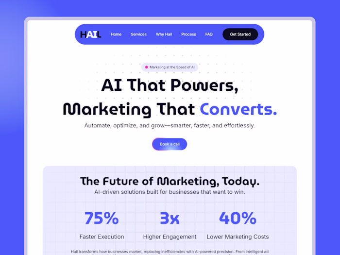 Hail - Web Design for AI marketing agency