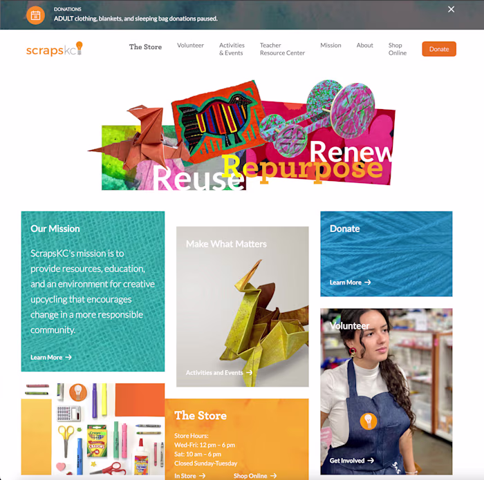 ScrapsKC Non Profit Company Website 
