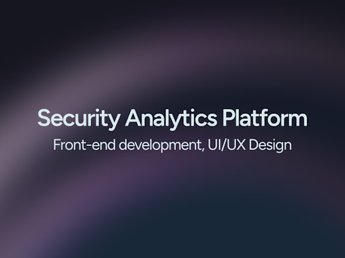 Front-end & UI Development for a Security Analytics AI Platform