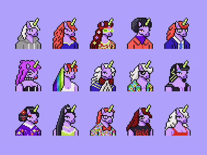 Pixelated unicorn avatars 🦄
