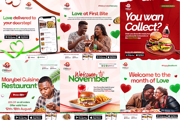 OliliFood Social Media Branding + Flyer Designs