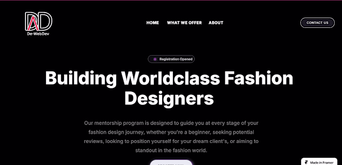 Fashion Designer Mentorship Website