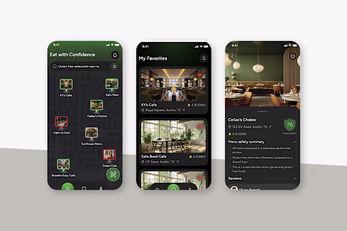 “PureBite – Gluten-Free Restaurant Finder App (Flutter Flow UI)”