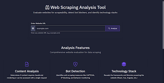 Web Scraping Analysis Tool Evaluate websites for scrapeabili...
