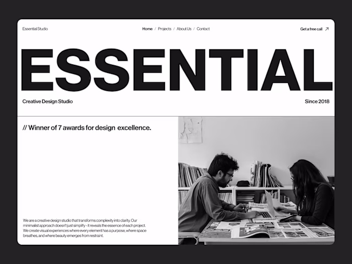 Working on a new minimalist landing page design concept for ...