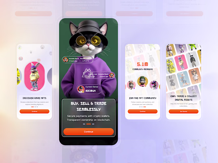Excited to share this modern onboarding flow for an NFT Mark...
