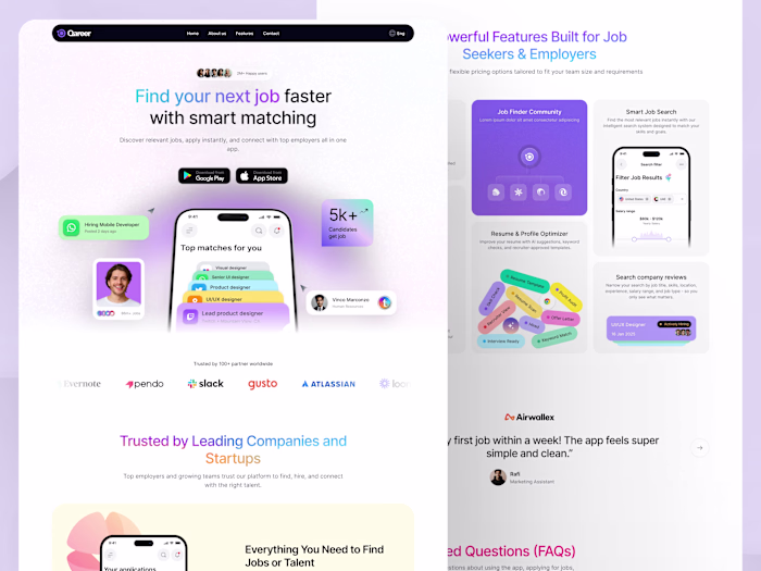Finalizing the web version of Qareer (Job portal). I’m parti...