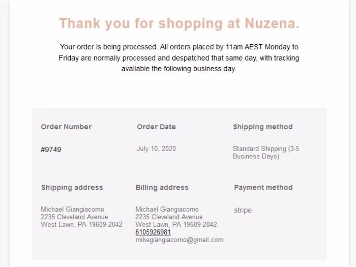 Wordpress - nausia.com - Email coustomization