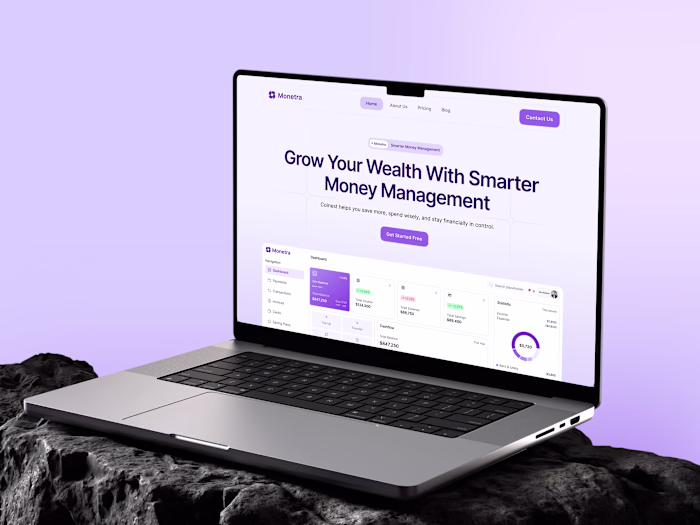 Monetra Financial Management Platform Landing Page Design