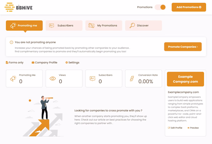 B2B SaaS-focused cross-promotion platform on bubble.io
