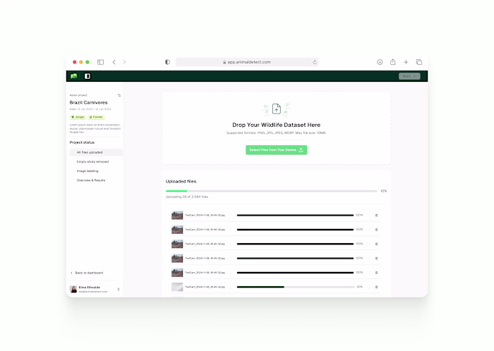 Product design for AnimalDetect - Wildlife data management