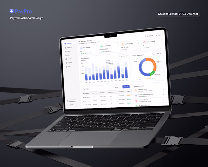 PayPro Payroll Application UI/UX Design