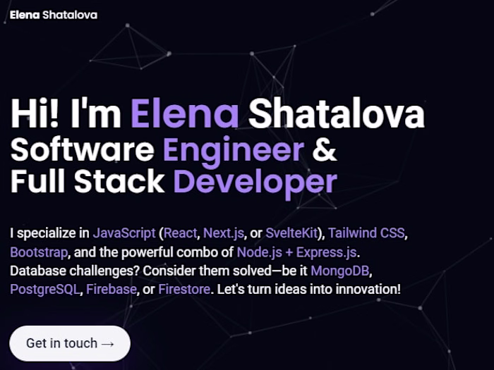 Elena Shatalova - Full Stack Developer | View My Work