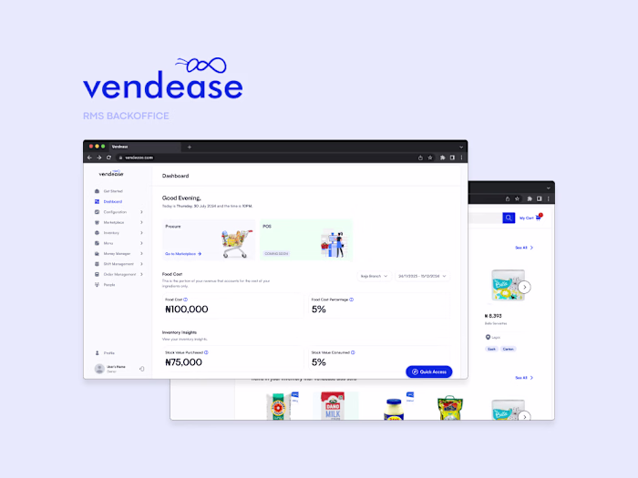 Vendease RMS Backoffice