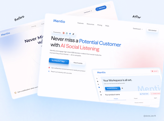 Mentio Hero Redesign