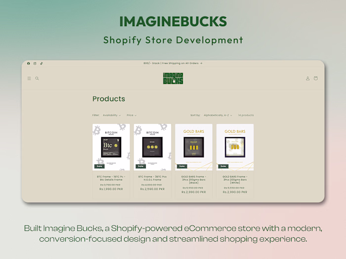 Imagine Bucks - Shopify E-Commerce Platform Development