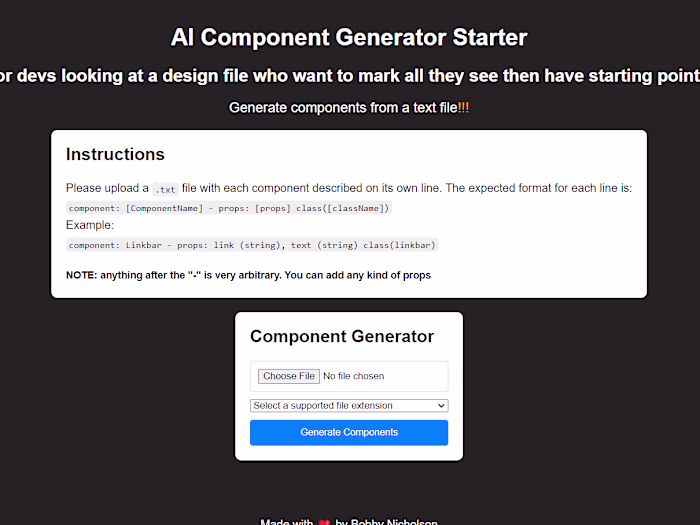 AI component generator starter