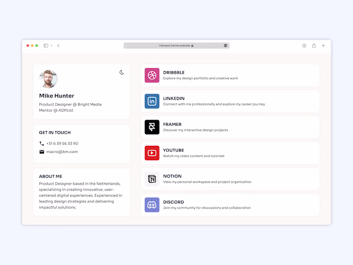 Framer Design: Link Repository Website