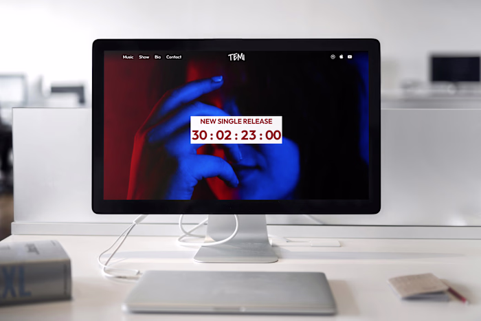 Dark themed page for an aspiring singer