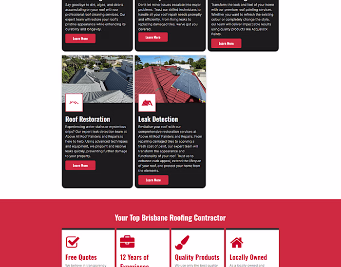 Above All Roof Repair Web Development