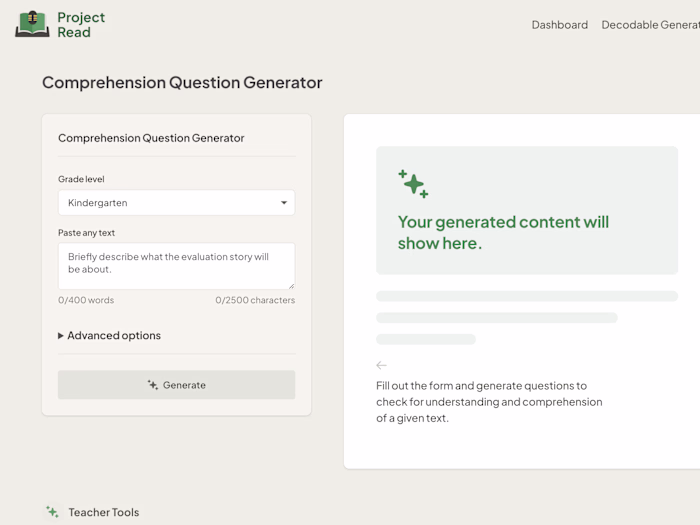 Project Read // Comprehension Question Generator
