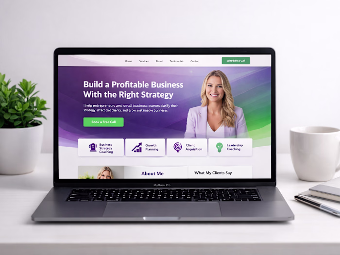Professional Business Coach Landing Page Design Services