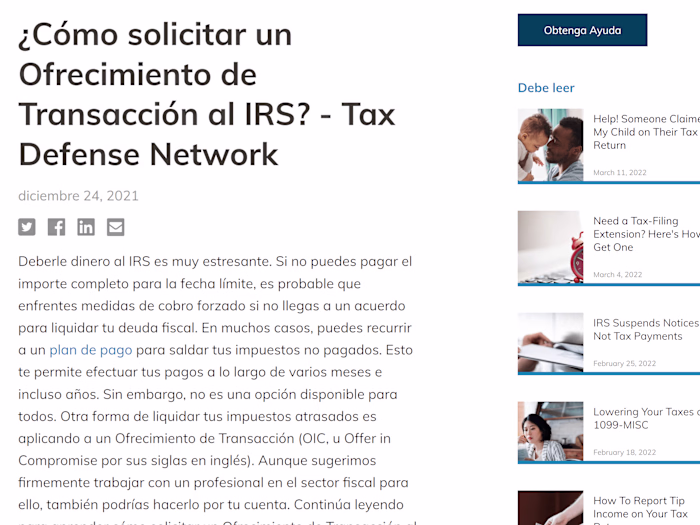 🏦 Blog Content Translation for Tax Defense Network