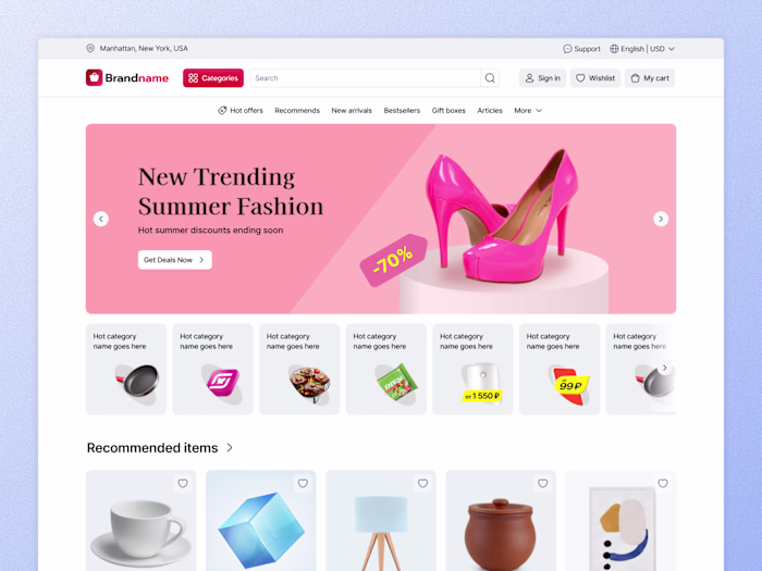 Marketplace home page