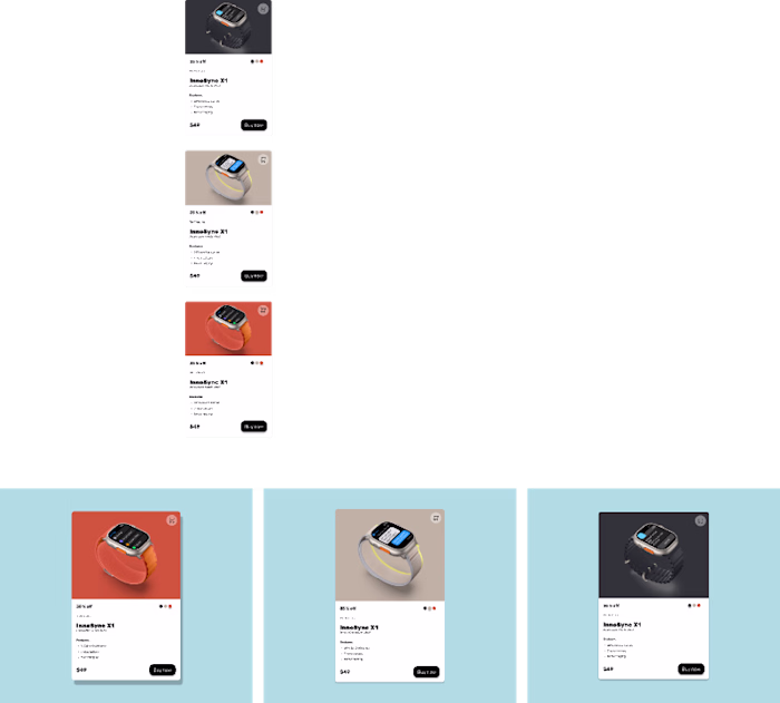 Responsive UI Card Product Design