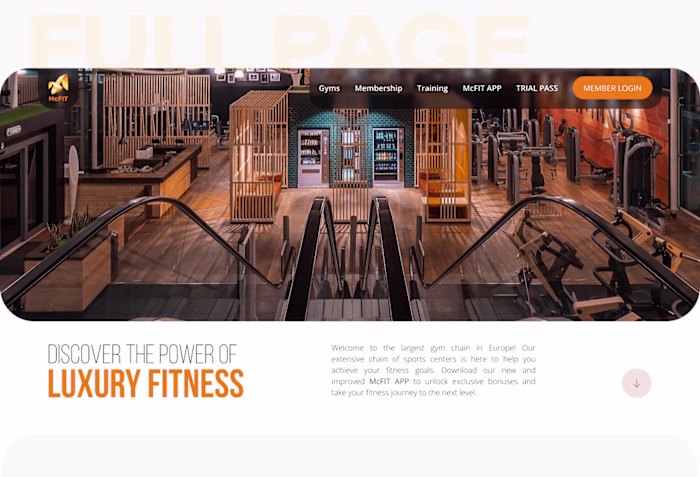 Redesign of the website for the gym chain on Behance