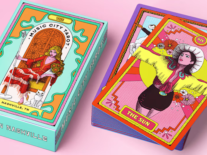 Nashville-Themed Tarot Deck Illustration + Packaging Design