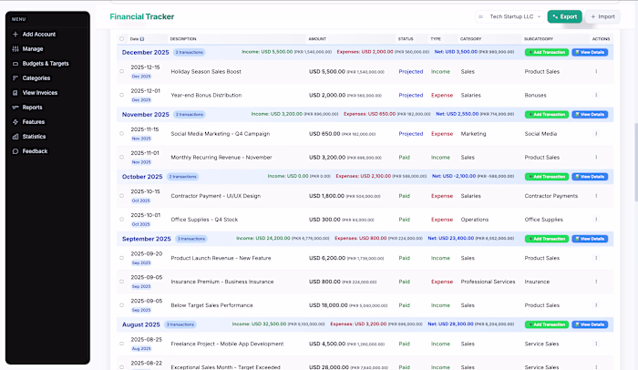Financial Tracker Desktop Application Development
