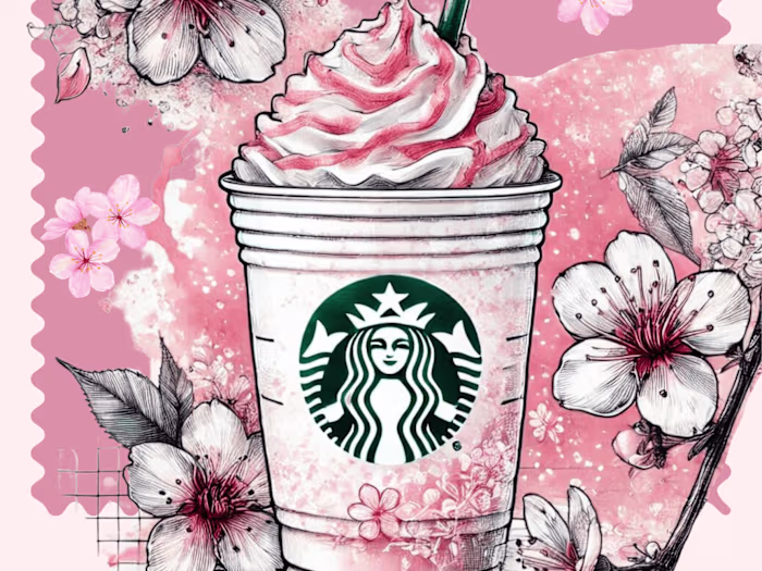Starbucks Sakura Seasonal Drink Illustration