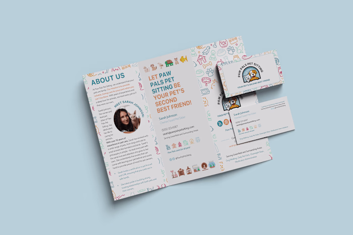 Paw Pals Pet Sitting Brochure & Business Card 