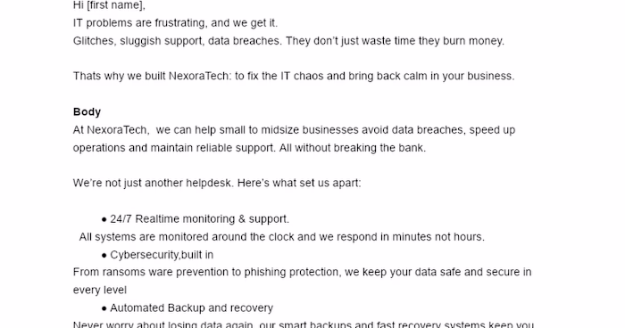 Trust-Focused Cold Email for NexoraTech