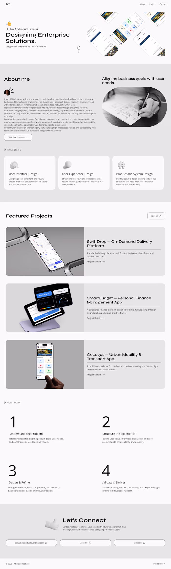 The portfolio presents my work clearly, communicates my desi...