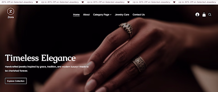 Discover Ziora: Luxury Jewelry Website Crafted in Wix Studio