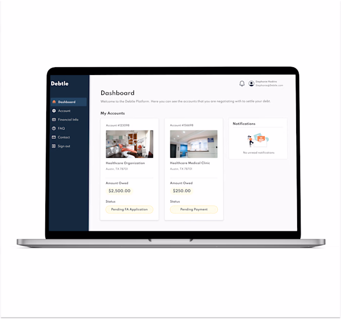 Web App Design for Debtle