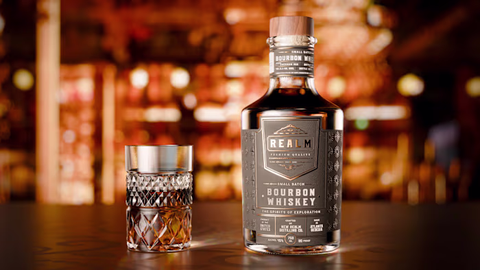 Photorealistic Product Rendering - Whiskey Bottle