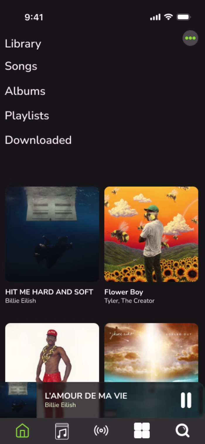 Modern Music Streaming App Design Practice