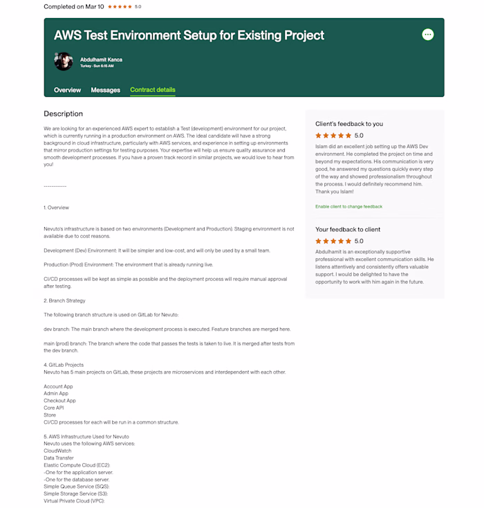 AWS Environment Setup for Existing Project