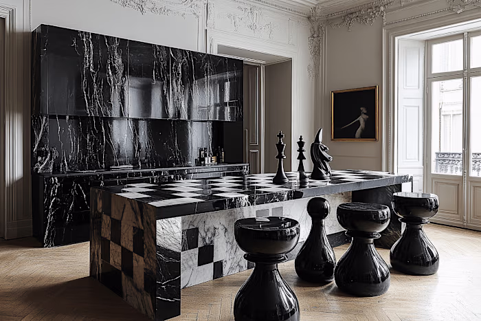 The Prestige Chessboard Kitchen Island Design