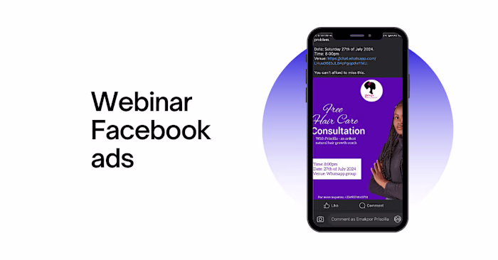 Facebook ads for webinar promotion 