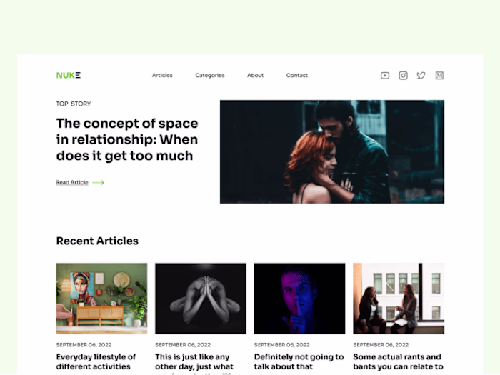 Nuke Blog | A minimal lifestyle blog website