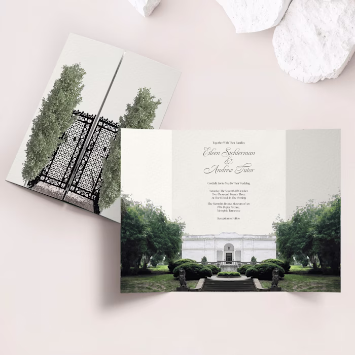 Wedding Invitation Suite With Custom Venue Illustration