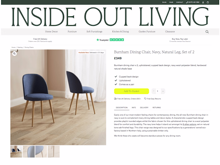 Product Description Copy | Burnham Dining Chair 