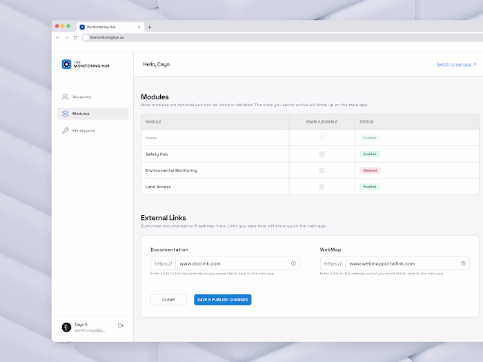 The Monitoring Hub - Web App Design